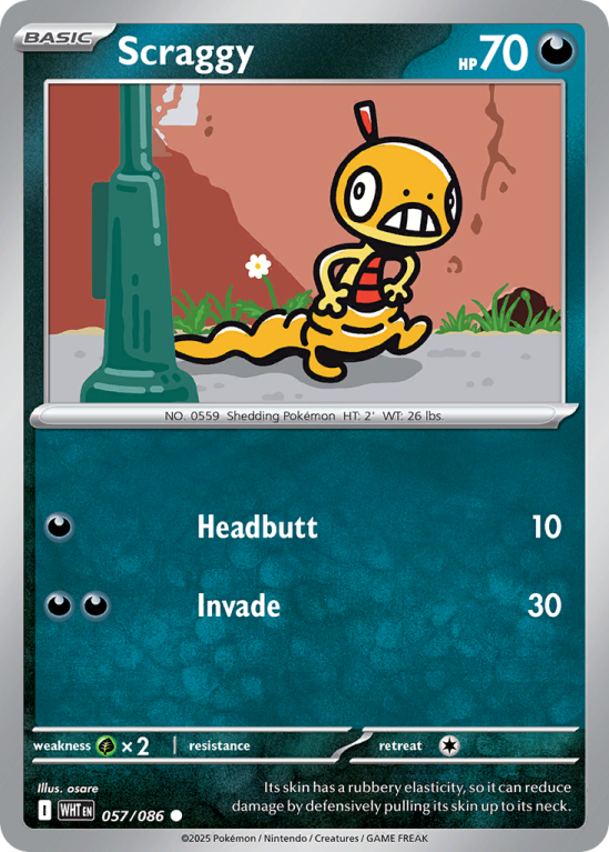 Pokémonkaart Scraggy nummer 57/86 uit de set White Flare (Scarlet & Violet)
