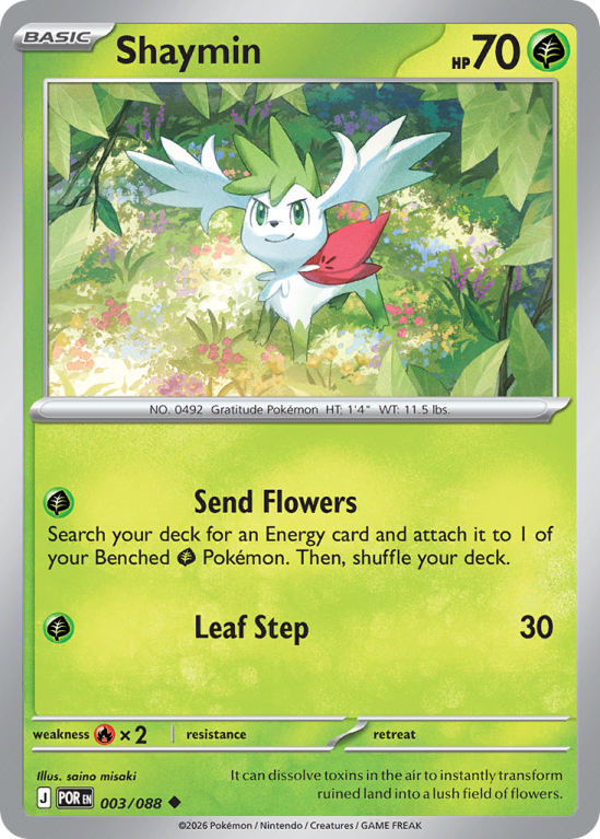 Pokémonkaart Shaymin nummer 3/88 uit de set Perfect Order (Mega Evolution)