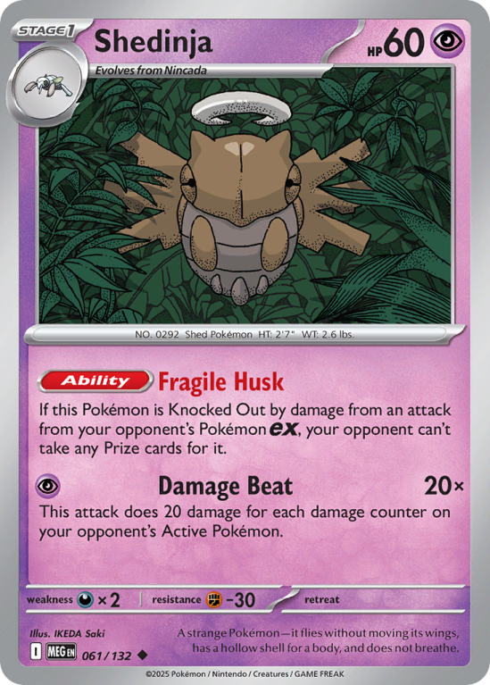 Pokémonkaart Shedinja nummer 61/132 uit de set Mega Evolution
