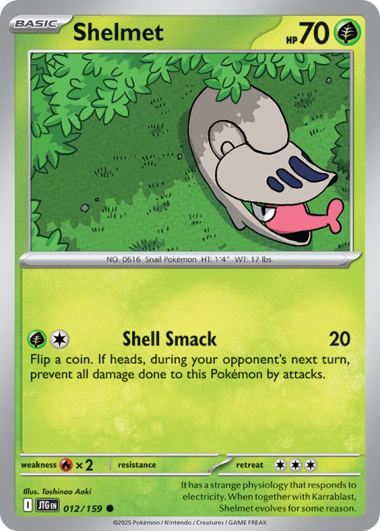 Pokémonkaart Shelmet nummer 12/159 uit de set Journey Together (Scarlet & Violet)