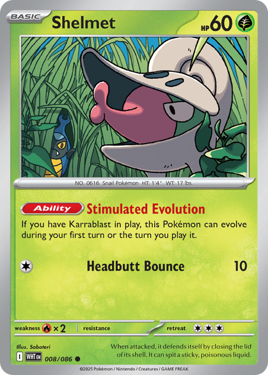 Pokémonkaart Shelmet nummer 8/86 uit de set White Flare (Scarlet & Violet)