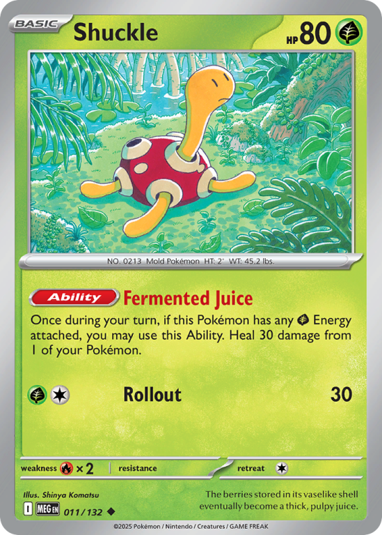 Pokémonkaart Shuckle nummer 11/132 uit de set Mega Evolution