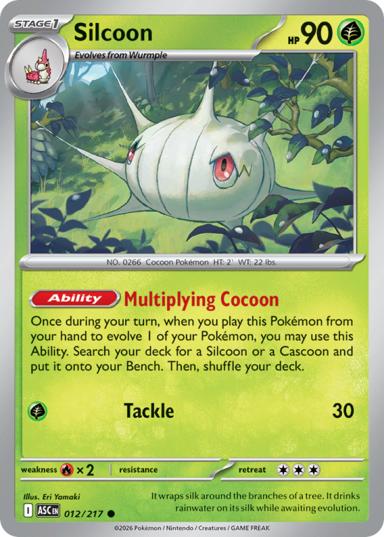 Pokémonkaart Silcoon nummer 12/217 uit de set Ascended Heroes (Mega Evolution)
