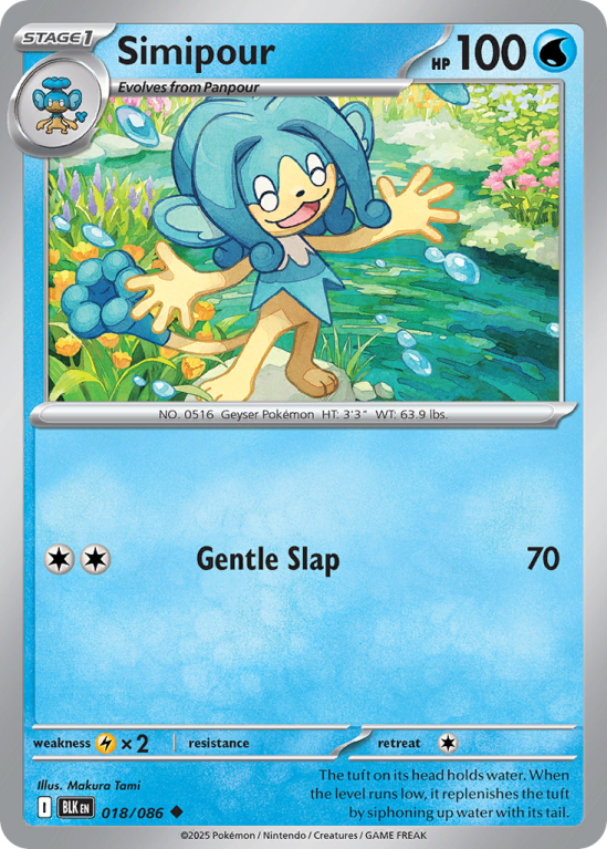 Pokémonkaart Simipour nummer 18/86 uit de set Black Bolt (Scarlet & Violet)
