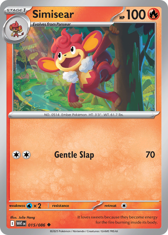 Pokémonkaart Simisear nummer 15/86 uit de set White Flare (Scarlet & Violet)