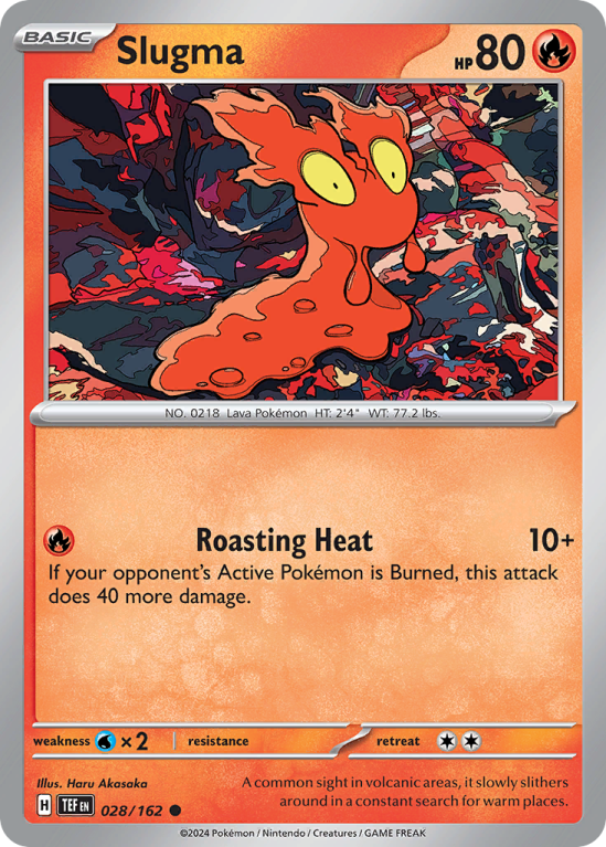 Pokémonkaart Slugma nummer 28/162 uit de set Temporal Forces (Scarlet & Violet)