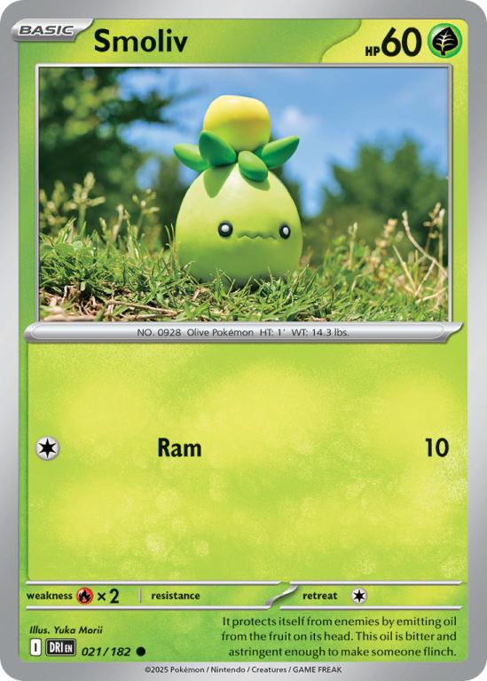 Pokémonkaart Smoliv nummer 21/182 uit de set Destined Rivals (Scarlet & Violet)