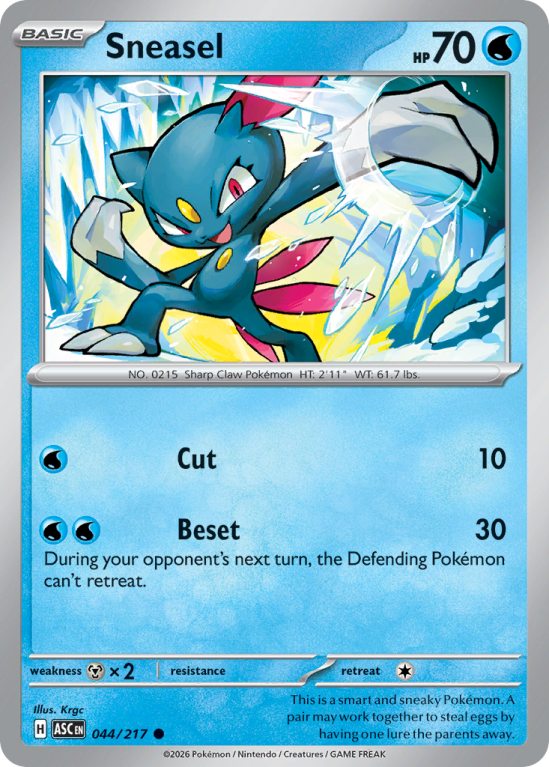 Pokémonkaart Sneasel nummer 44/217 uit de set Ascended Heroes (Mega Evolution)
