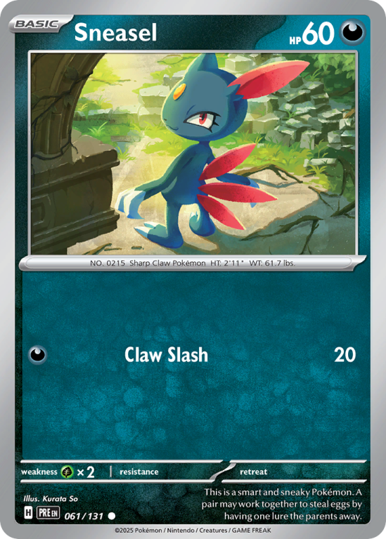 Pokémonkaart Sneasel nummer 61/131 uit de set Prismatic Evolutions (Scarlet & Violet)