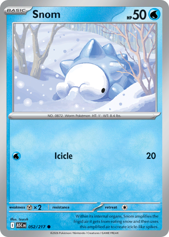 Pokémonkaart Snom nummer 52/217 uit de set Ascended Heroes (Mega Evolution)