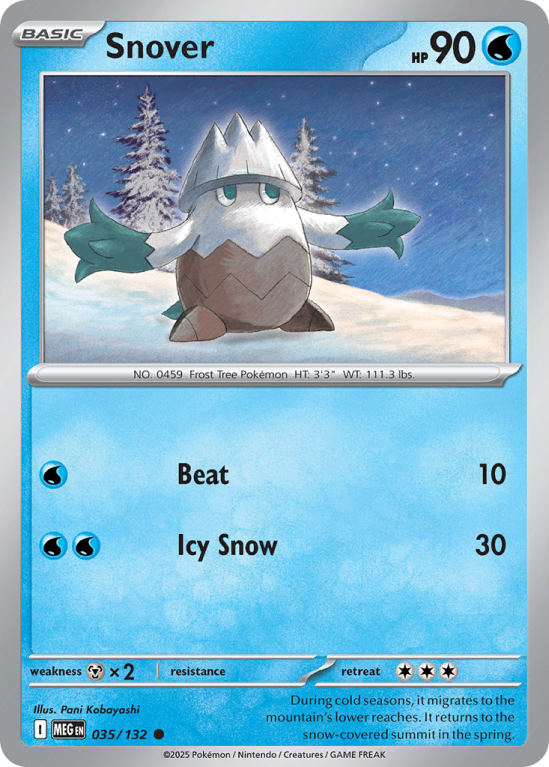 Pokémonkaart Snover nummer 35/132 uit de set Mega Evolution