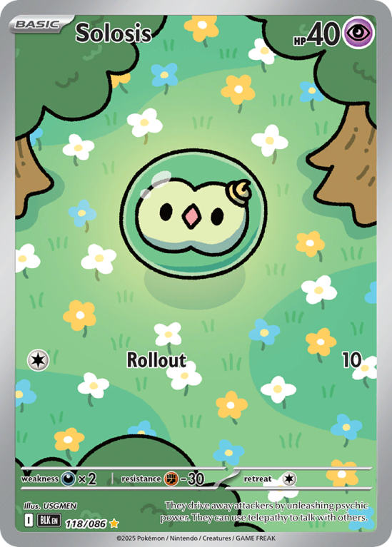 Pokémonkaart Solosis nummer 118/86 uit de set Black Bolt (Scarlet & Violet)