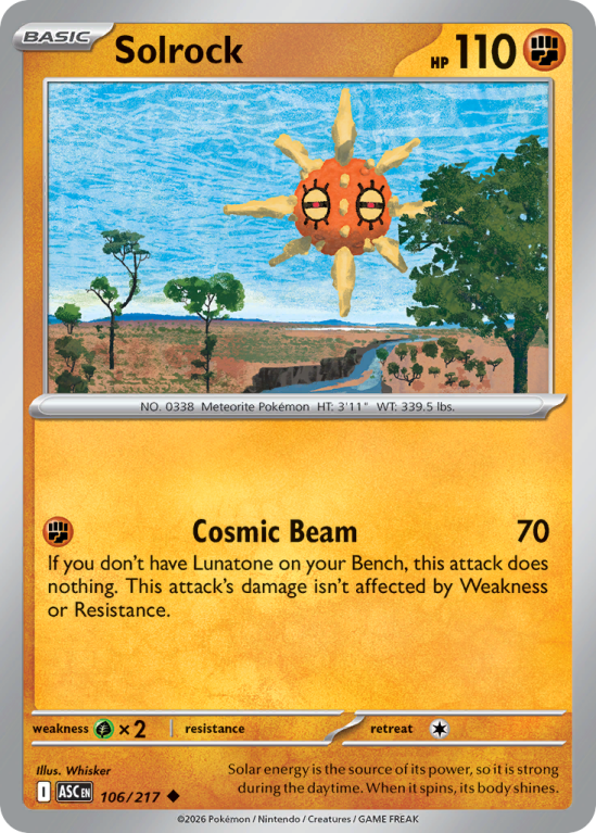 Pokémonkaart Solrock nummer 106/217 uit de set Ascended Heroes (Mega Evolution)