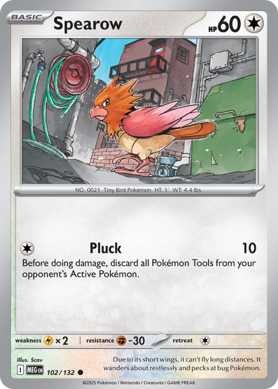 Pokémonkaart Spearow nummer 102/132 uit de set Mega Evolution