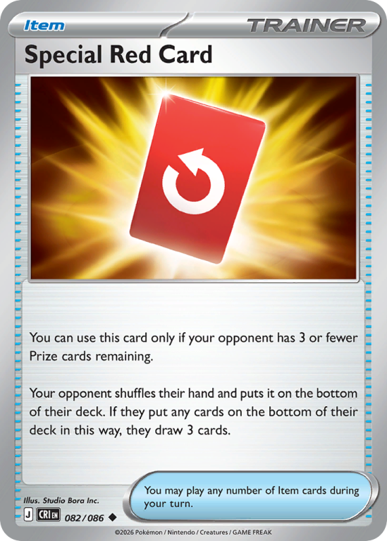 Pokémonkaart Special Red Card nummer 82/86 uit de set Chaos Rising (Mega Evolution)