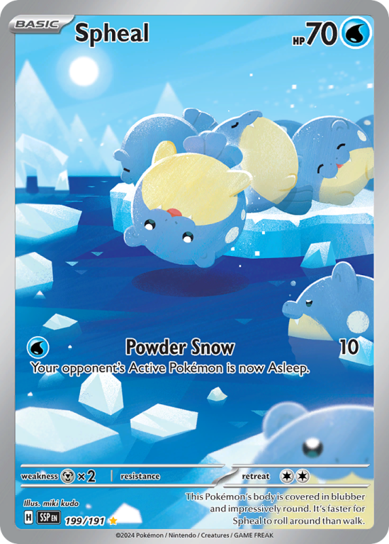 Pokémonkaart Spheal nummer 199/191 uit de set Surging Sparks (Scarlet & Violet)