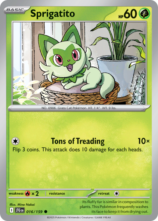 Pokémonkaart Sprigatito nummer 16/159 uit de set Journey Together (Scarlet & Violet)