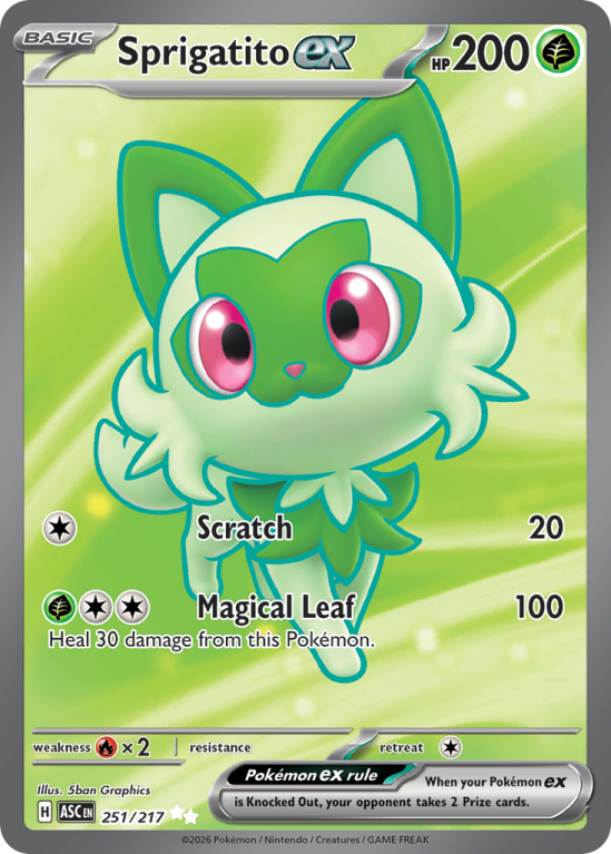 Pokémonkaart Sprigatito ex nummer 251/217 uit de set Ascended Heroes (Mega Evolution)