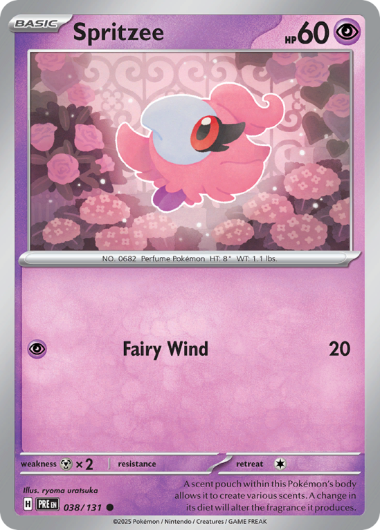 Pokémonkaart Spritzee nummer 38/131 uit de set Prismatic Evolutions (Scarlet & Violet)