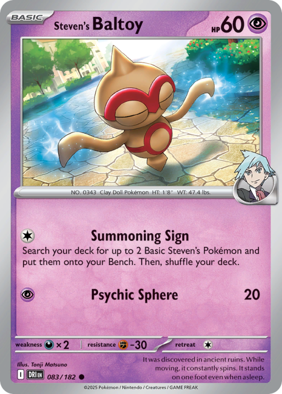 Pokémonkaart Steven's Baltoy nummer 83/182 uit de set Destined Rivals (Scarlet & Violet)