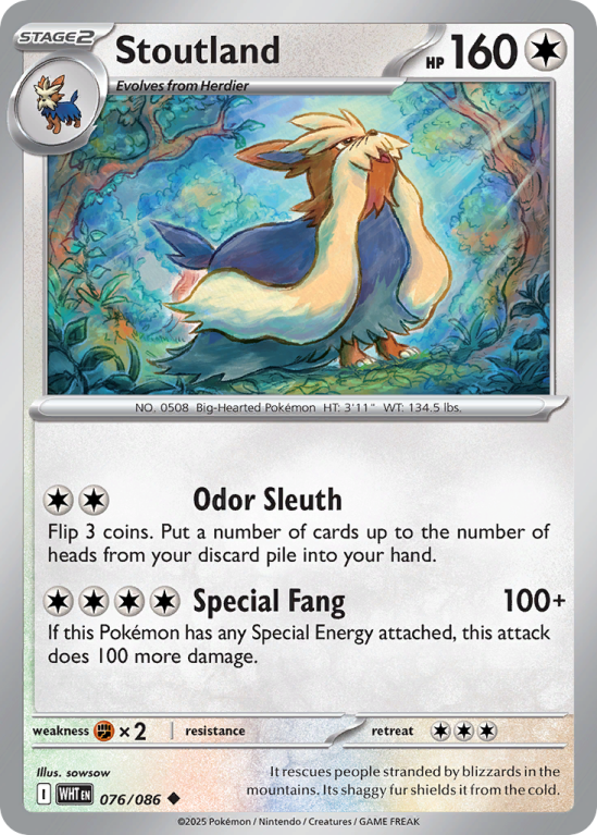 Pokémonkaart Stoutland nummer 76/86 uit de set White Flare (Scarlet & Violet)