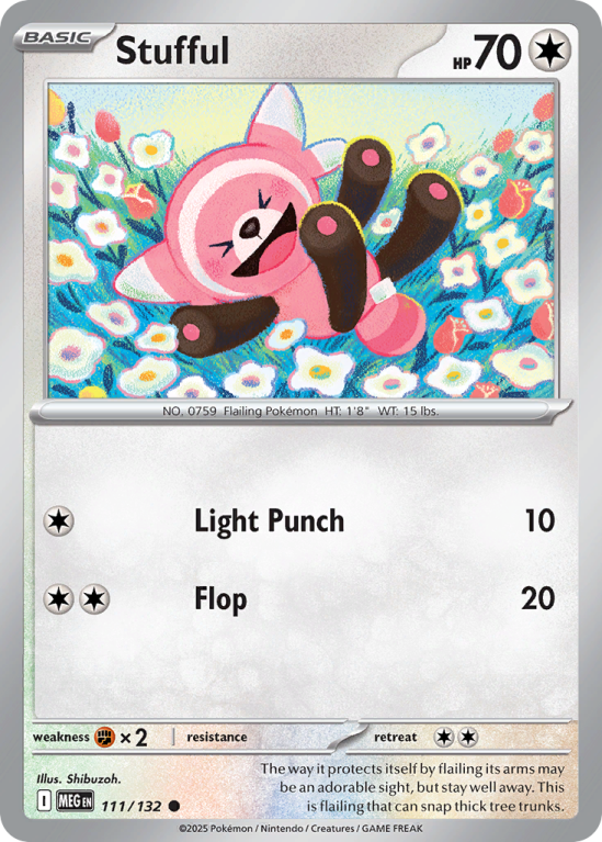 Pokémonkaart Stufful nummer 111/132 uit de set Mega Evolution