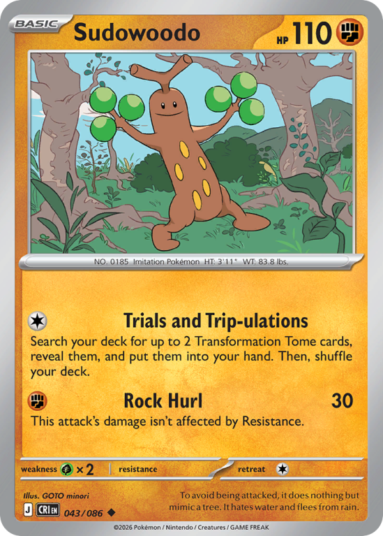 Pokémonkaart Sudowoodo nummer 43/86 uit de set Chaos Rising (Mega Evolution)