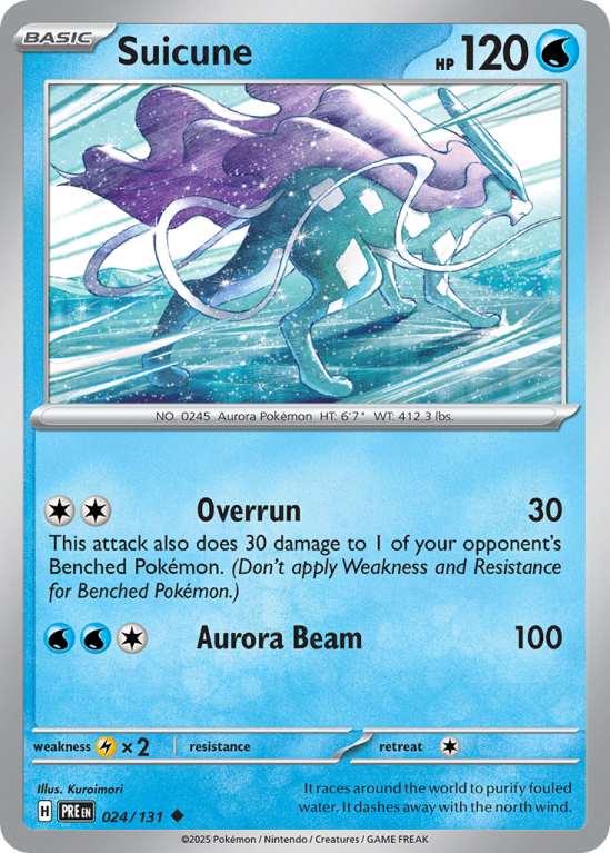 Pokémonkaart Suicune nummer 24/131 uit de set Prismatic Evolutions (Scarlet & Violet)