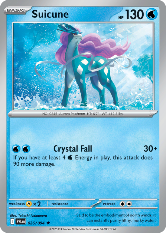 Pokémonkaart Suicune nummer 26/94 uit de set Phantasmal Flames (Mega Evolution)