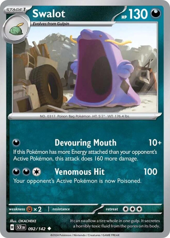 Pokémonkaart Swalot nummer 92/142 uit de set Stellar Crown (Scarlet & Violet)