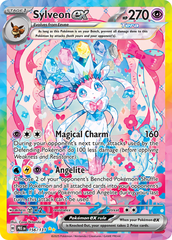 Pokémonkaart Sylveon ex nummer 156/131 uit de set Prismatic Evolutions (Scarlet & Violet)
