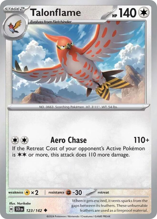 Pokémonkaart Talonflame nummer 123/142 uit de set Stellar Crown (Scarlet & Violet)