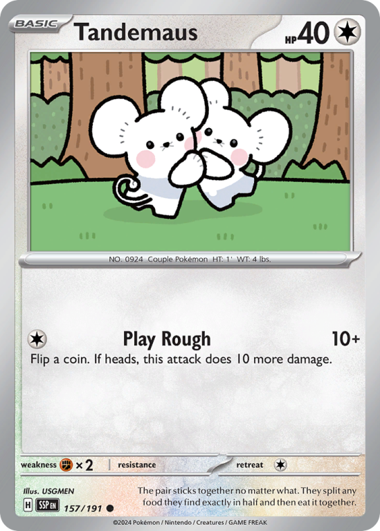 Pokémonkaart Tandemaus nummer 157/191 uit de set Surging Sparks (Scarlet & Violet)