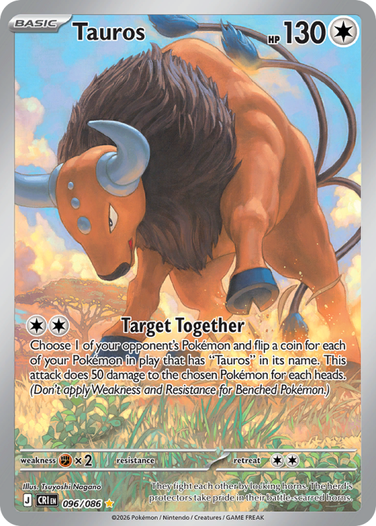 Pokémonkaart Tauros nummer 96/86 uit de set Chaos Rising (Mega Evolution)