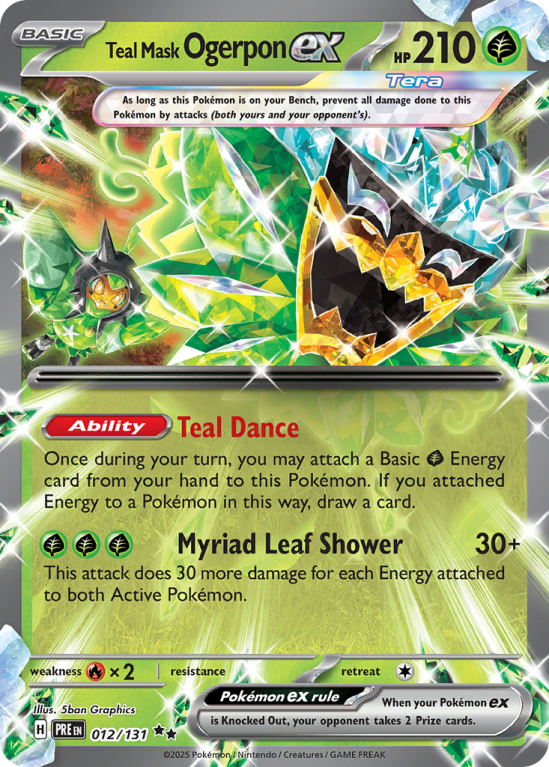 Pokémonkaart Teal Mask Ogerpon ex nummer 12/131 uit de set Prismatic Evolutions (Scarlet & Violet)