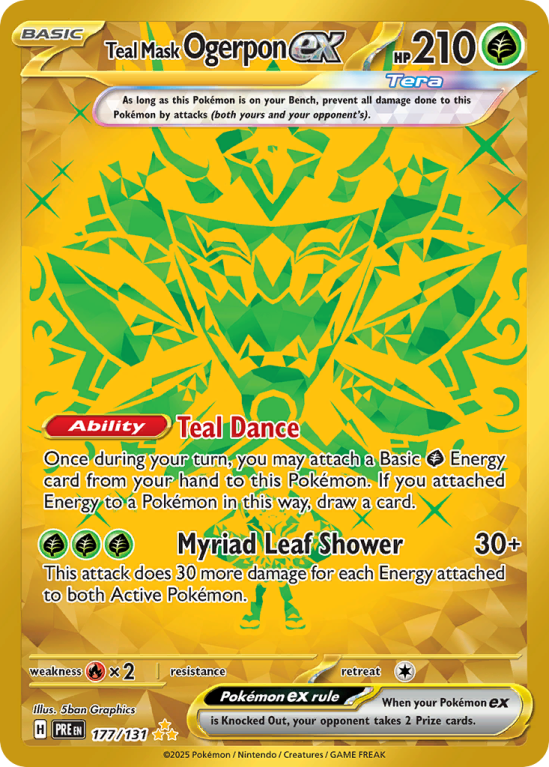 Pokémonkaart Teal Mask Ogerpon ex nummer 177/131 uit de set Prismatic Evolutions (Scarlet & Violet)