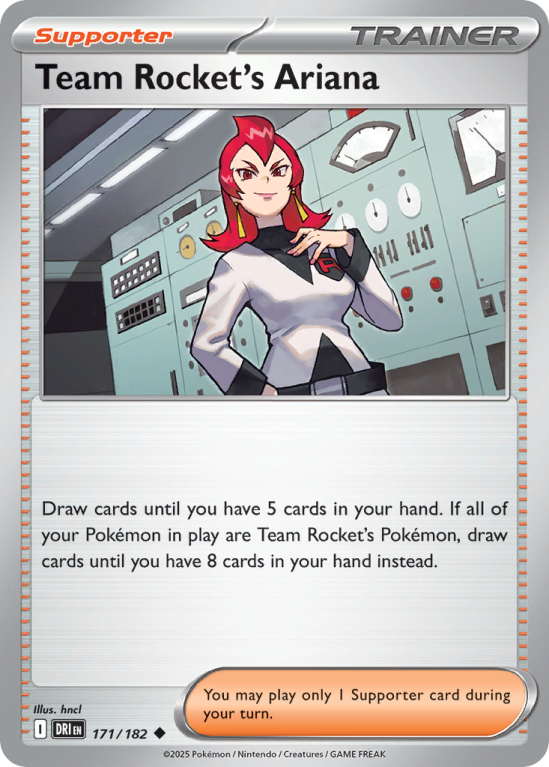 Pokémonkaart Team Rocket's Ariana nummer 171/182 uit de set Destined Rivals (Scarlet & Violet)