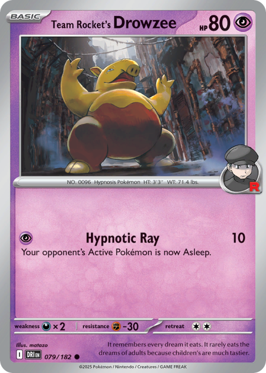 Pokémonkaart Team Rocket's Drowzee nummer 79/182 uit de set Destined Rivals (Scarlet & Violet)