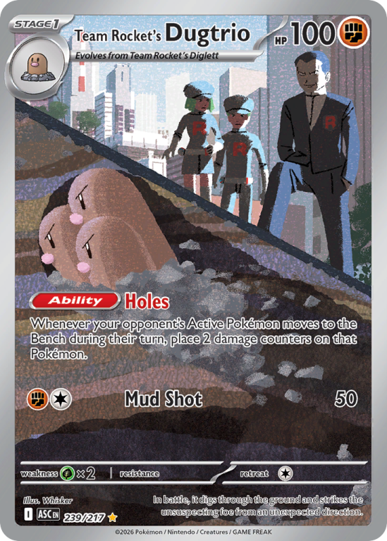 Pokémonkaart Team Rocket's Dugtrio nummer 239/217 uit de set Ascended Heroes (Mega Evolution)