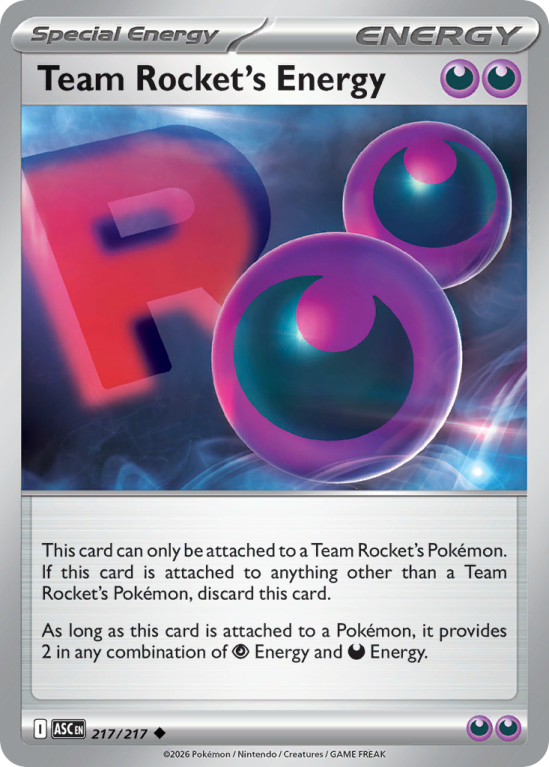 Pokémonkaart Team Rocket's Energy nummer 217/217 uit de set Ascended Heroes (Mega Evolution)