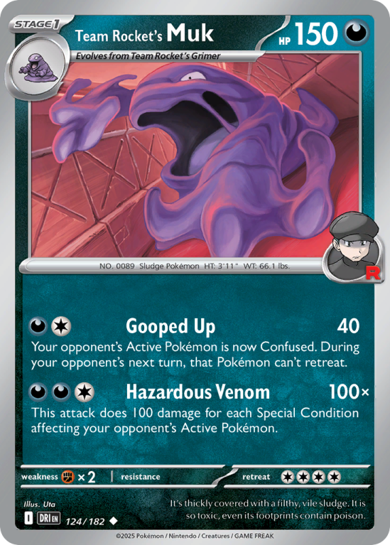 Pokémonkaart Team Rocket's Muk nummer 124/182 uit de set Destined Rivals (Scarlet & Violet)