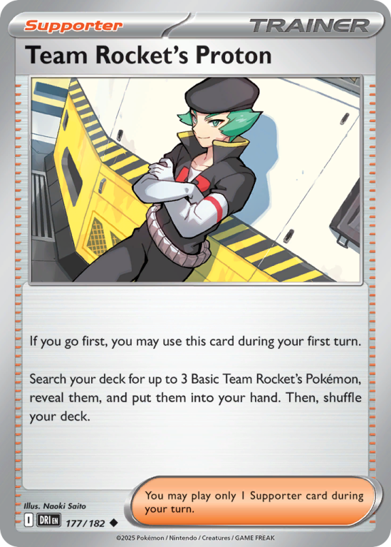 Pokémonkaart Team Rocket's Proton nummer 177/182 uit de set Destined Rivals (Scarlet & Violet)