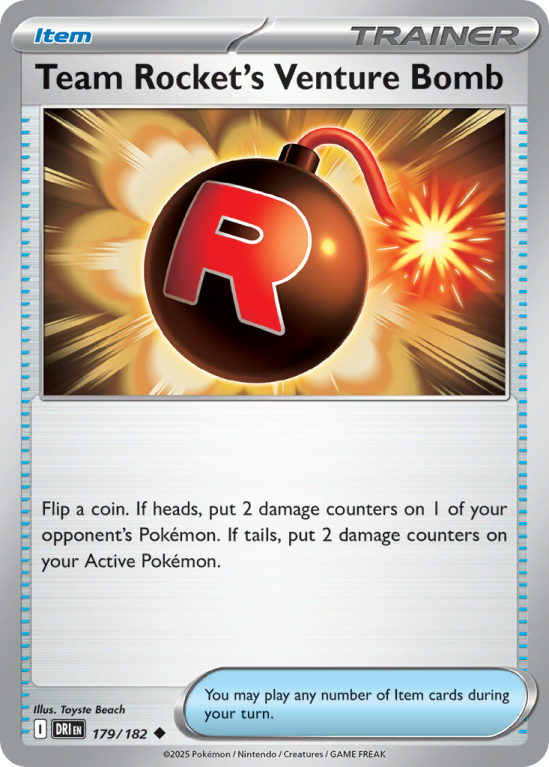 Pokémonkaart Team Rocket's Venture Bomb nummer 179/182 uit de set Destined Rivals (Scarlet & Violet)