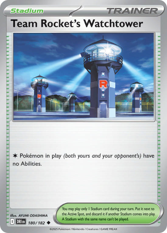 Pokémonkaart Team Rocket's Watchtower nummer 180/182 uit de set Destined Rivals (Scarlet & Violet)