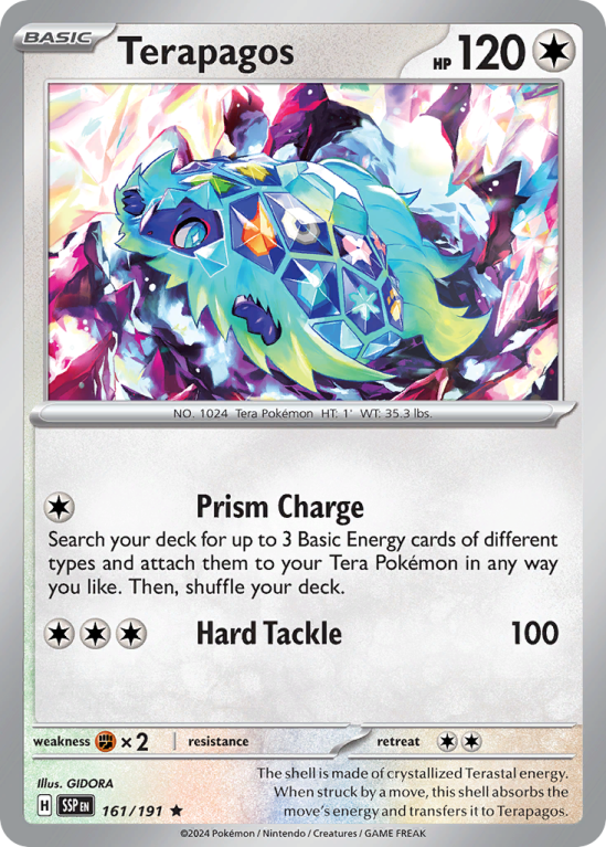 Pokémonkaart Terapagos nummer 161/191 uit de set Surging Sparks (Scarlet & Violet)