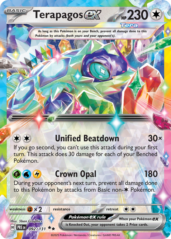 Pokémonkaart Terapagos ex nummer 92/131 uit de set Prismatic Evolutions (Scarlet & Violet)