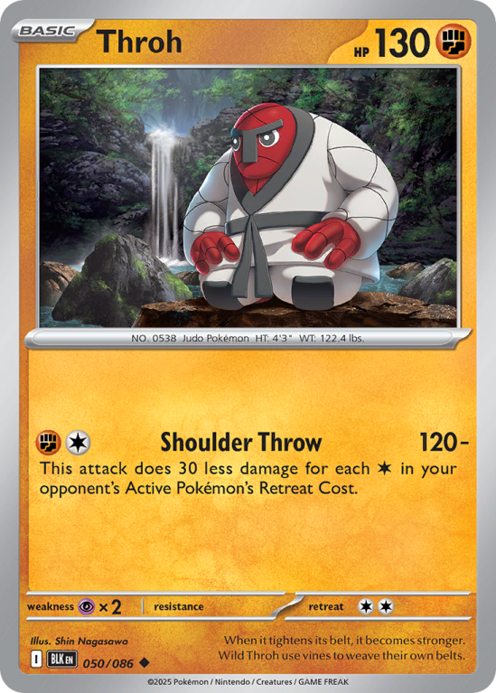 Pokémonkaart Throh nummer 50/86 uit de set Black Bolt (Scarlet & Violet)