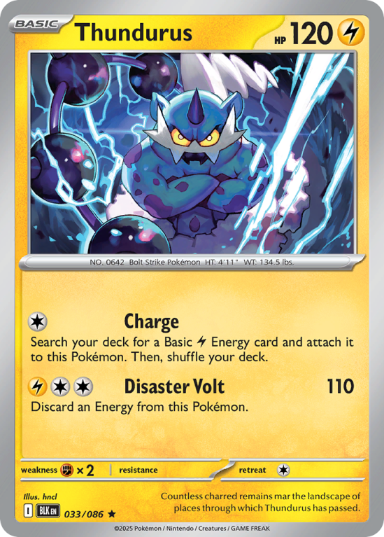 Pokémonkaart Thundurus nummer 33/86 uit de set Black Bolt (Scarlet & Violet)