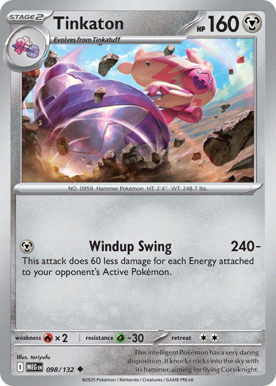 Pokémonkaart Tinkaton nummer 98/132 uit de set Mega Evolution