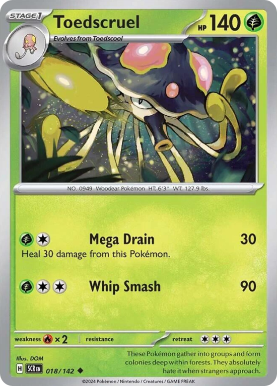 Pokémonkaart Toedscruel nummer 18/142 uit de set Stellar Crown (Scarlet & Violet)